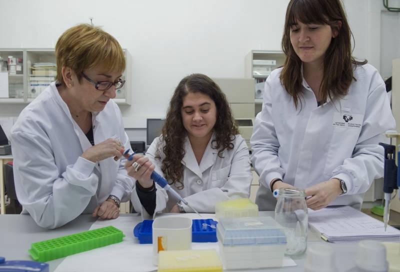 De izquierda a derecha, Esther Rebato y sus colaboradoras, Alaitz Poveda y María Eugenia Ibáñez. Imagen: Luis Jauregialtzo / Argazki Press.