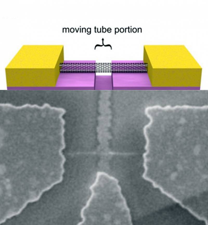 Esquema e imagen microscópica del sensor.