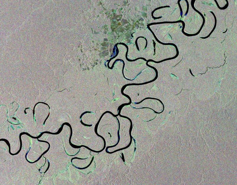 El río brasileño Juruá visto desde el espacio. Imagen: ESA