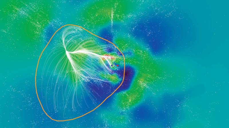  Laniakea. En el triángulo rojo se encuentra la Tierra. / Nature