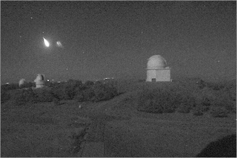 Bólido detectado el 3 de septiembre de 2014 con las cámaras de vigilancia externa del Observatorio de Calar Alto. / CAHA
