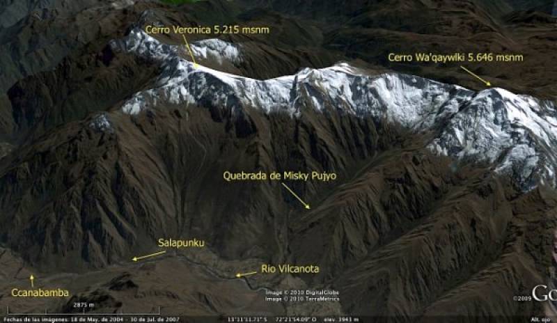Plano de situación del canal de agua de Salapunku.