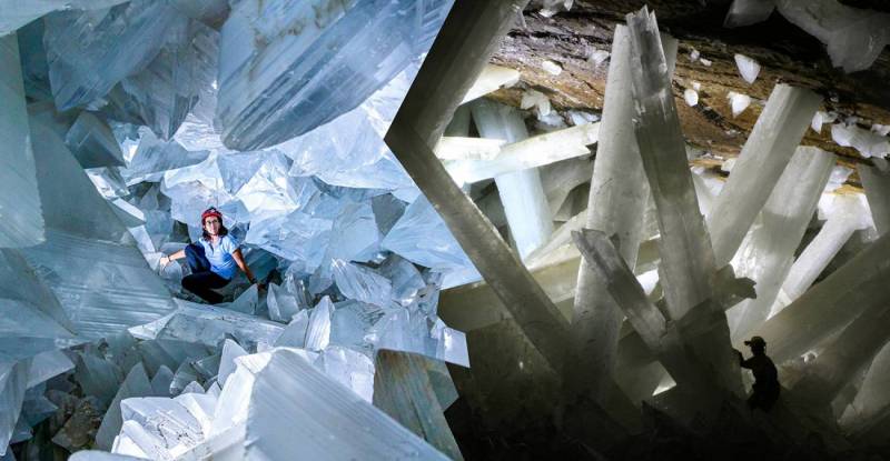 Geoda de Pulpí (Almería, España) y cueva de los cristales de Naica (Chihuahua, México)