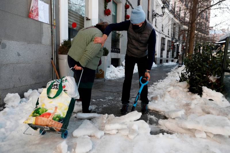 Aceras con nieve