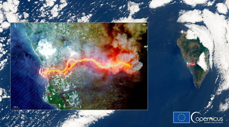 El satélite Sentinel-2 capta el río de lava desde el espacio.