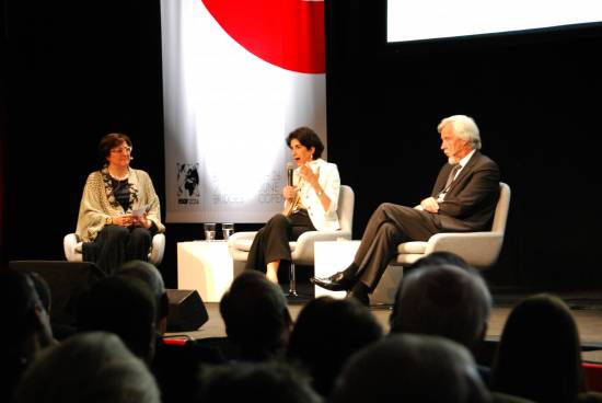 Heuer, Gianotti y Leglu en ESOF 2014. / Sinc