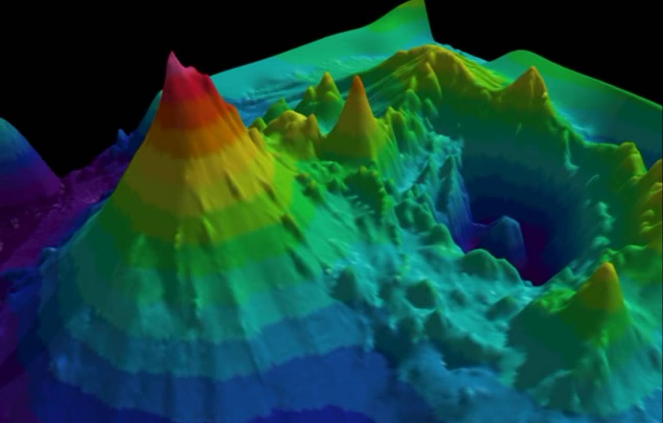 Representación del volcán Monowai, en Nueva Zelanda. Imagen: Nature Geoscience 