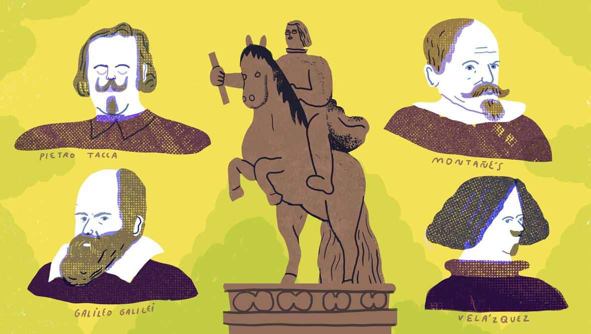 estatua de Felipe IV con los cuatro genios alrededor