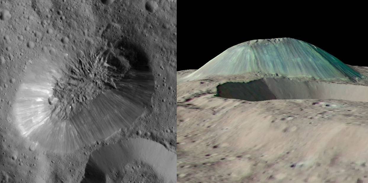 La sonda Dawn detecta un volcán de hielo y agua en el planeta enano Ceres
