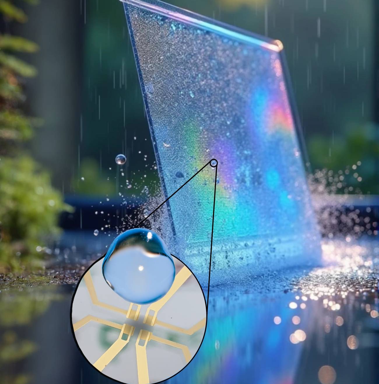 Recreación fotorrealista de un panel de lluvia formado de trecxels. / Xabier García Casas