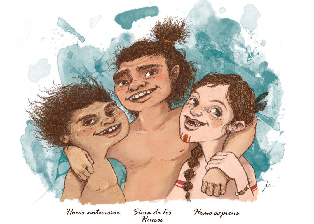 Ilustración de homínidos