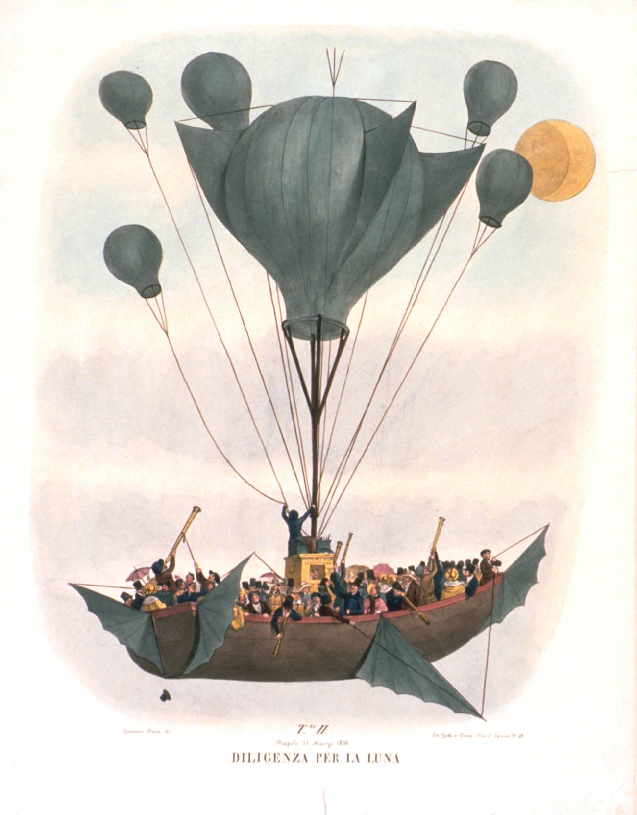 Ilustración de Leopoldo Galluzzo sobre un posible viaje a la Luna
