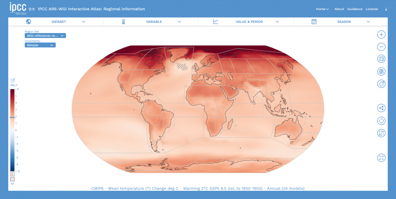 El Atlas sintetiza todos los cambios climáticos utilizando 46 regiones de tierra y 12 oceánicas. / IPCC