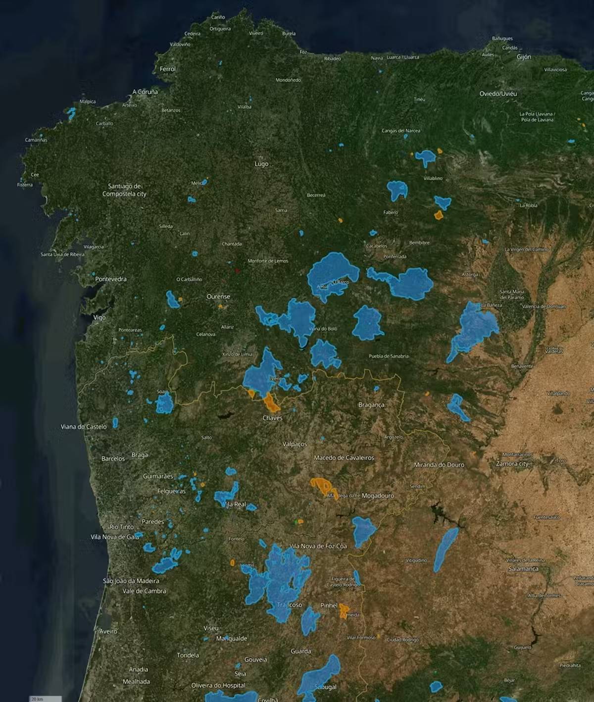 Mapa de áreas quemadas en lo que llevamos de agosto. Copernicus/CE