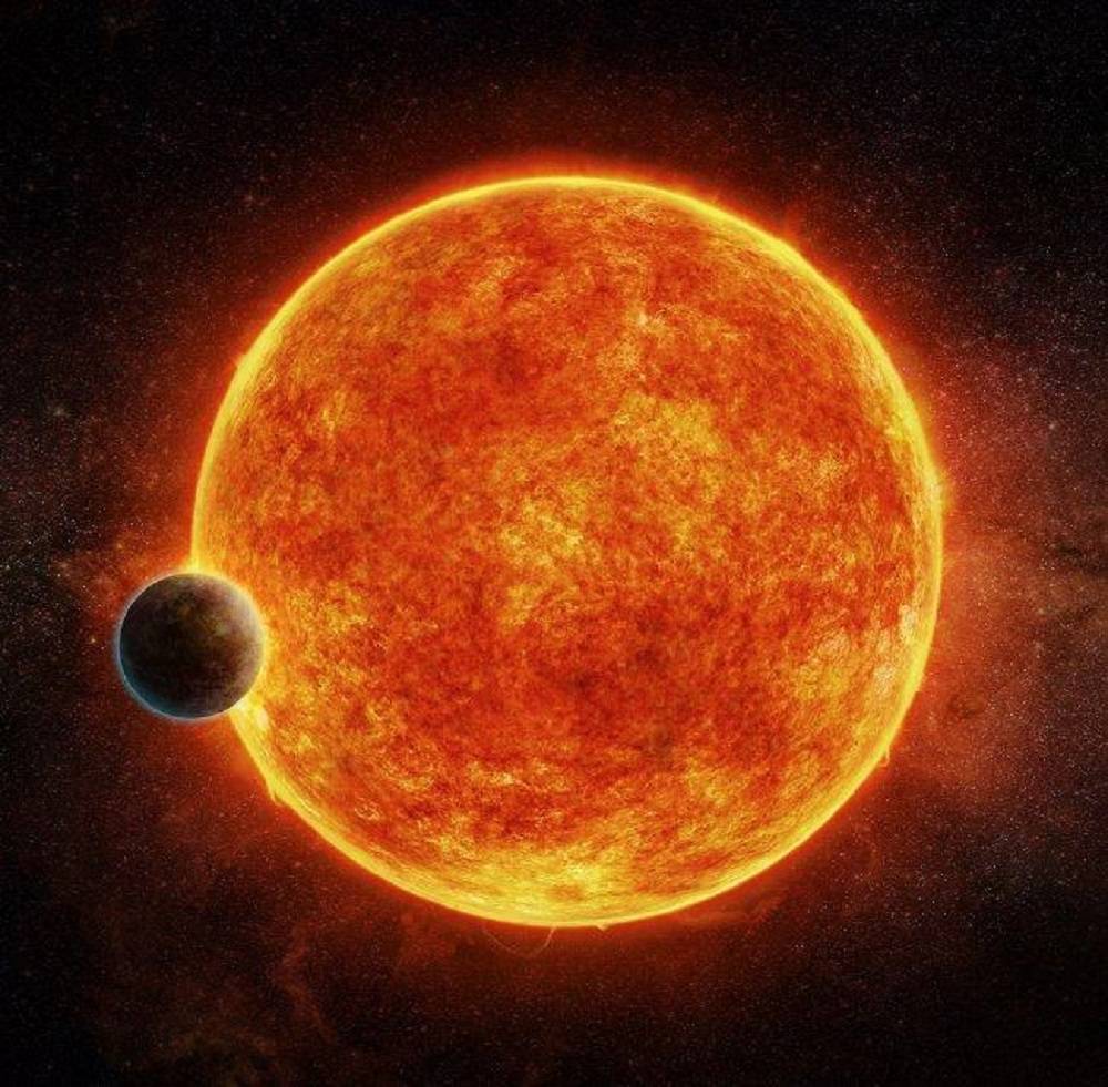 Concepción artística de una ‘supertierra’ orbitando una estrella enana roja.