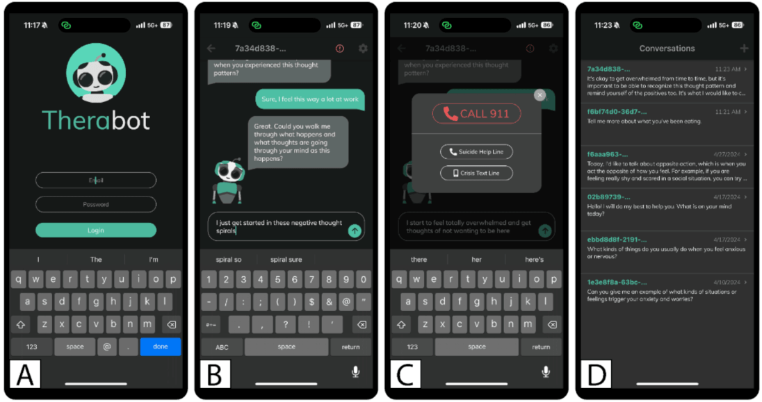 Therabot, desarrollado durante los últimos 5 años, es uno de los chatbots especializados en salud mental más prometedores. / Jacobson's AI and Mental Health Lab de Dartmouth