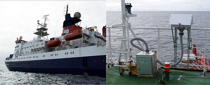 Buque RV Polastern y uno de los “muestreadores”. 