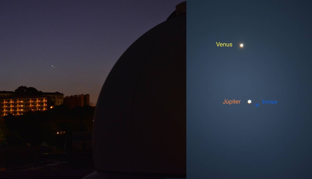 Conjunción de Venus y Júpiter de madrugada