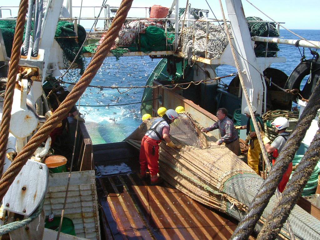 Barco arrastrero en plena maniobra. Imagen: Félix Sánchez Villarejo 