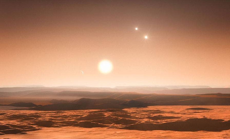 Impresión artística del sistema Gliese 667C. / ESO/M. Kornmesser