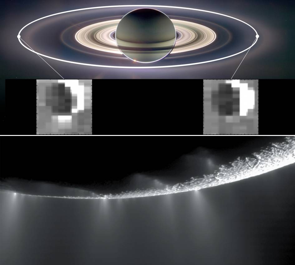 La nave Cassini retrata los efectos de Saturno sobre los 'jets' de Encélado