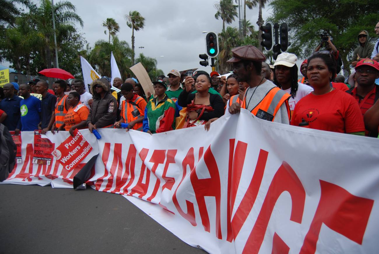 Cabecera de la manifestación en Durban