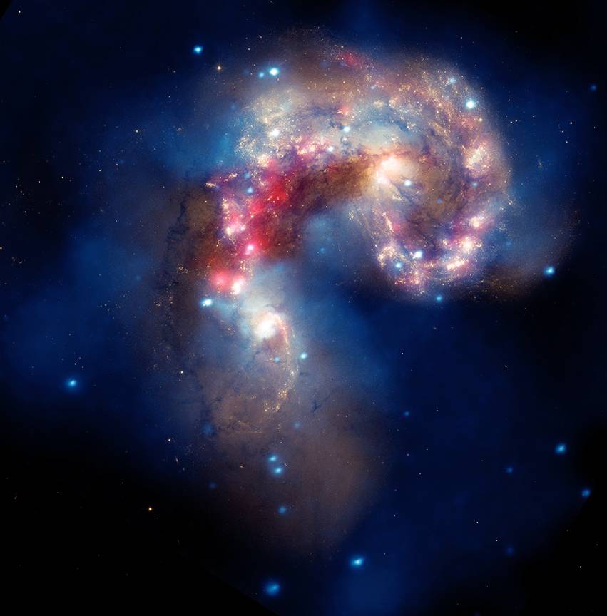 Observatorios de la NASA proporcionan una imagen compuesta de dos galaxias en colisión