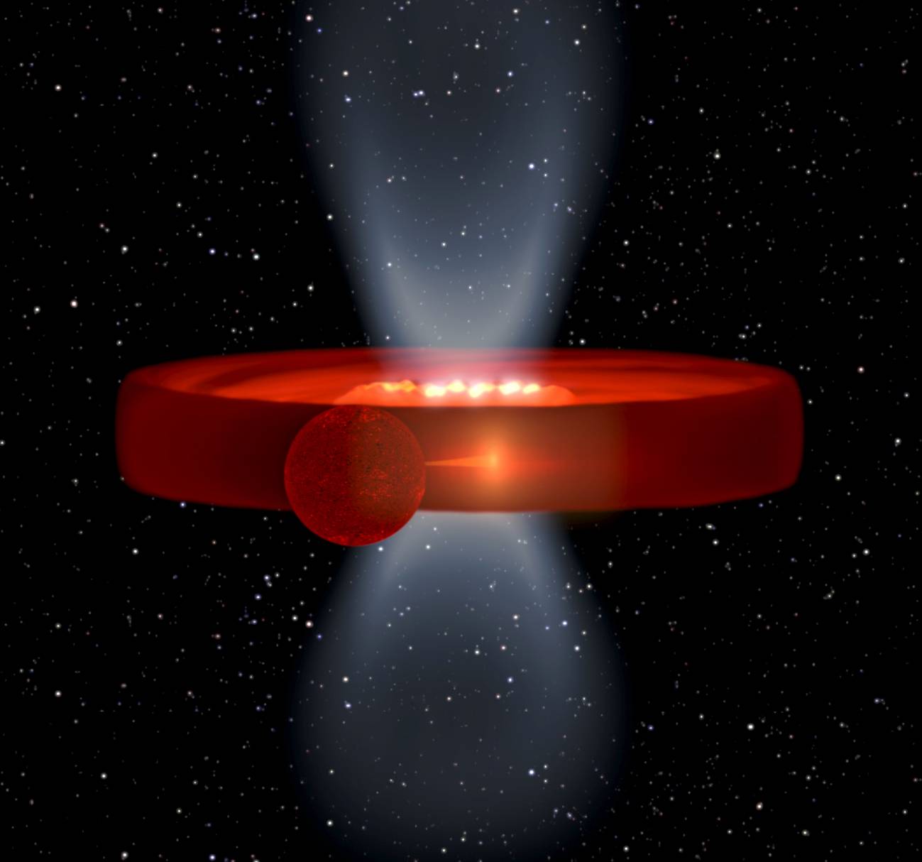 Simulación del sistema binario Swift J1357.2-0933. / Gabriel Perez Diaz-IAC.