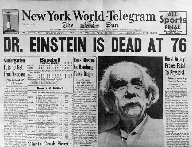 Portada del New York World-Telegram  del 18 de abril de 1955. / Wikipedia
