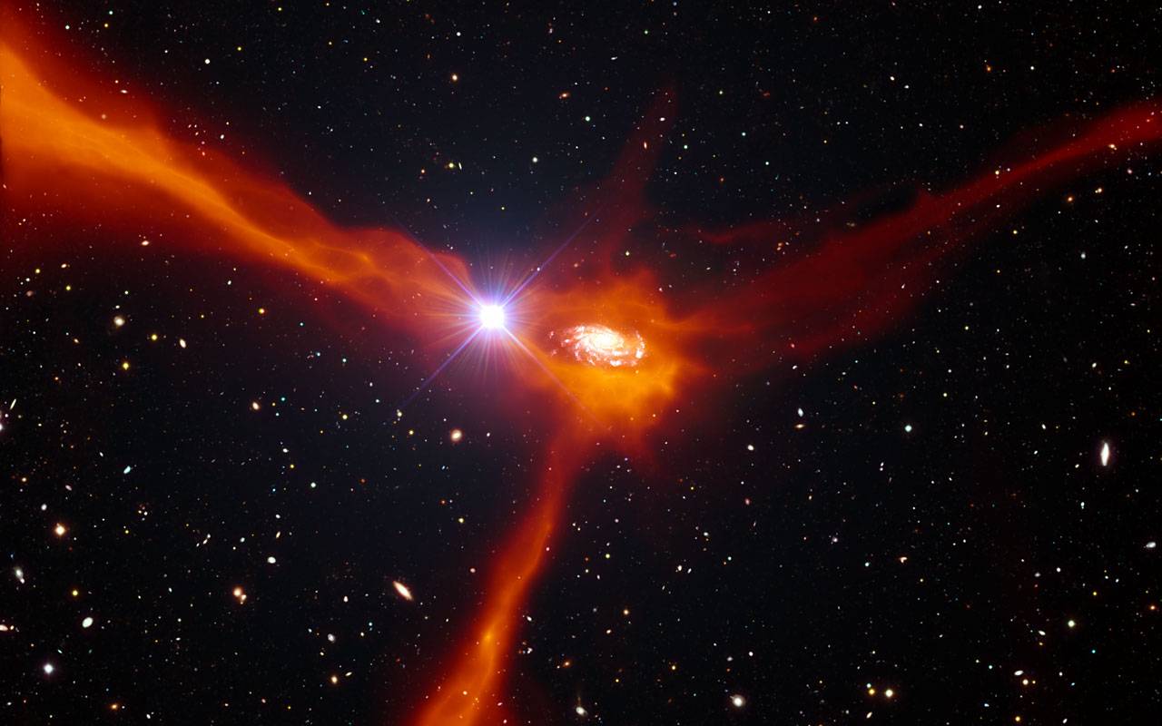 Un lejano 'faro' revela cómo se alimenta una galaxia