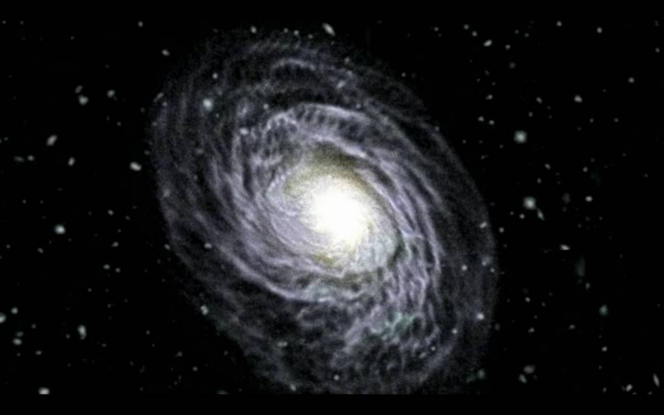 Impresión artística de la fusión entre dos galaxias.