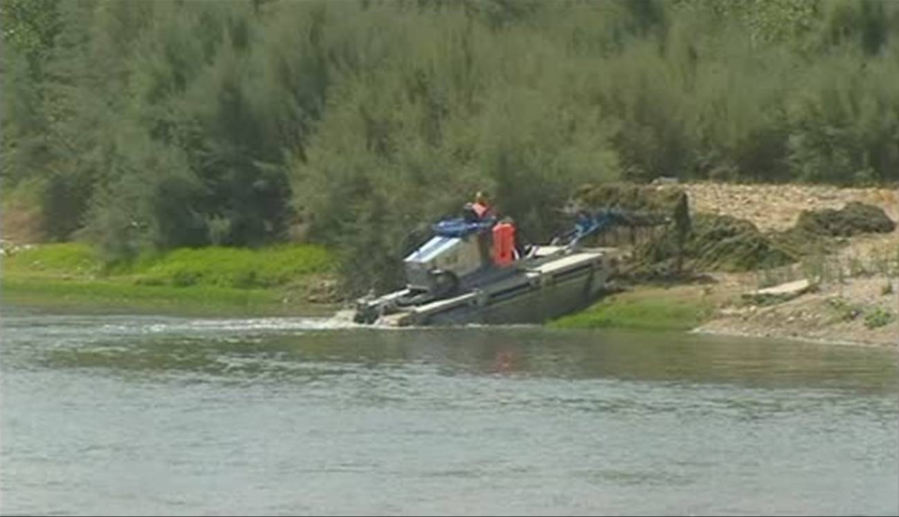 Limpian de plantas acuáticas el río Ebro