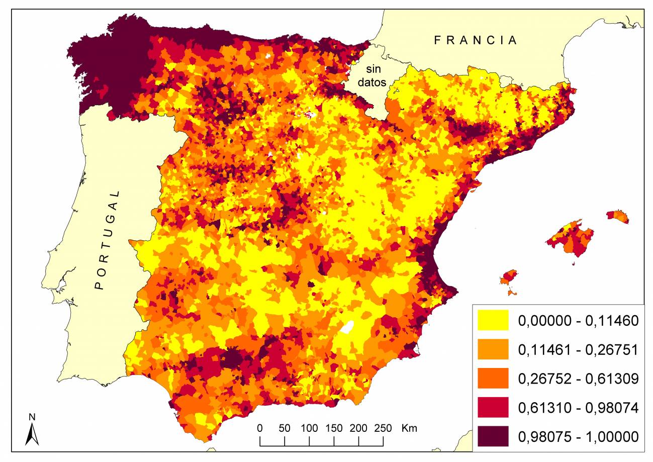 Probabilidad de alta incidencia de incendios forestalas causados por el hombre