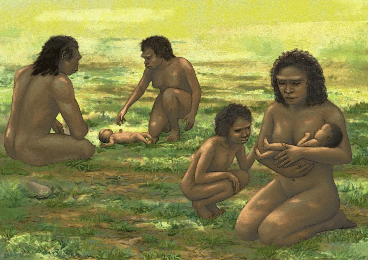 madres de Homo erectus sostenían en brazos a sus bebés