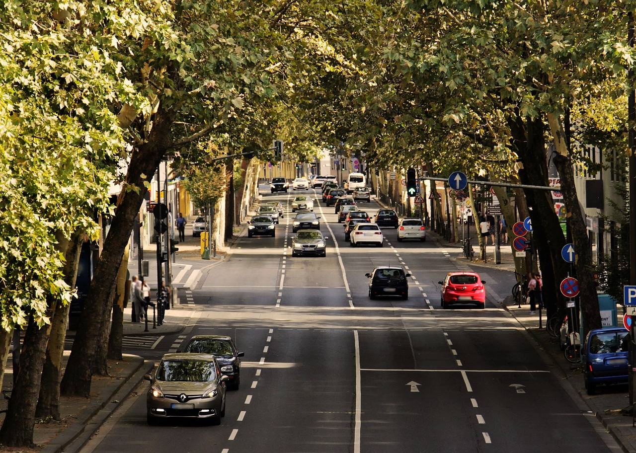 calle con tráfico rodado