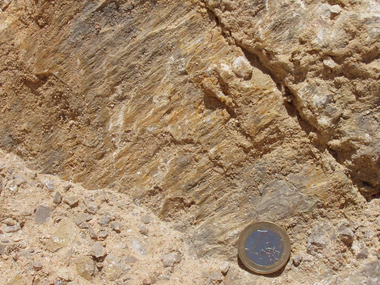 Detalle de la fricción de la falla en el sector de Bulla (Murcia)