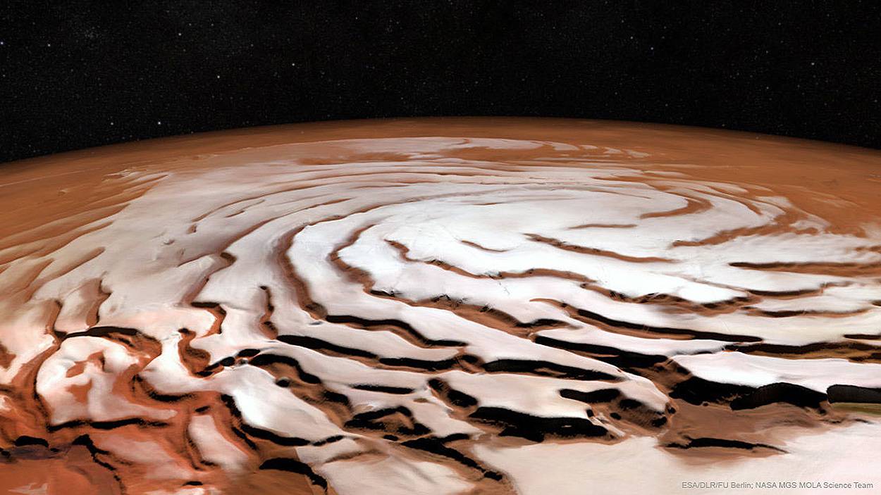 Desvelado el misterio de los gélidos cañones de Marte con forma espiral 