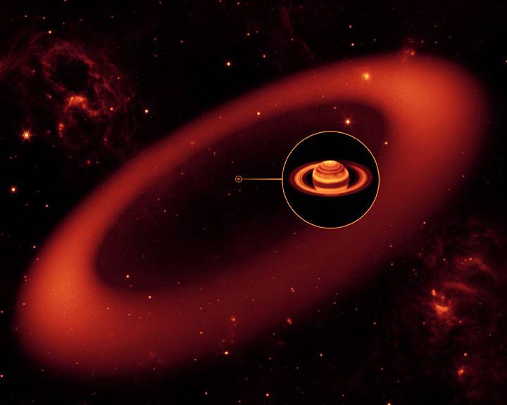 Detectan alrededor de Saturno el mayor anillo planetario del Sistema Solar