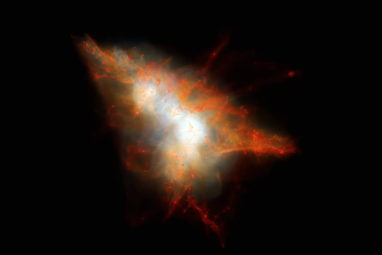 Dos galaxias se esconden en el interior de una misteriosa nube de gas
