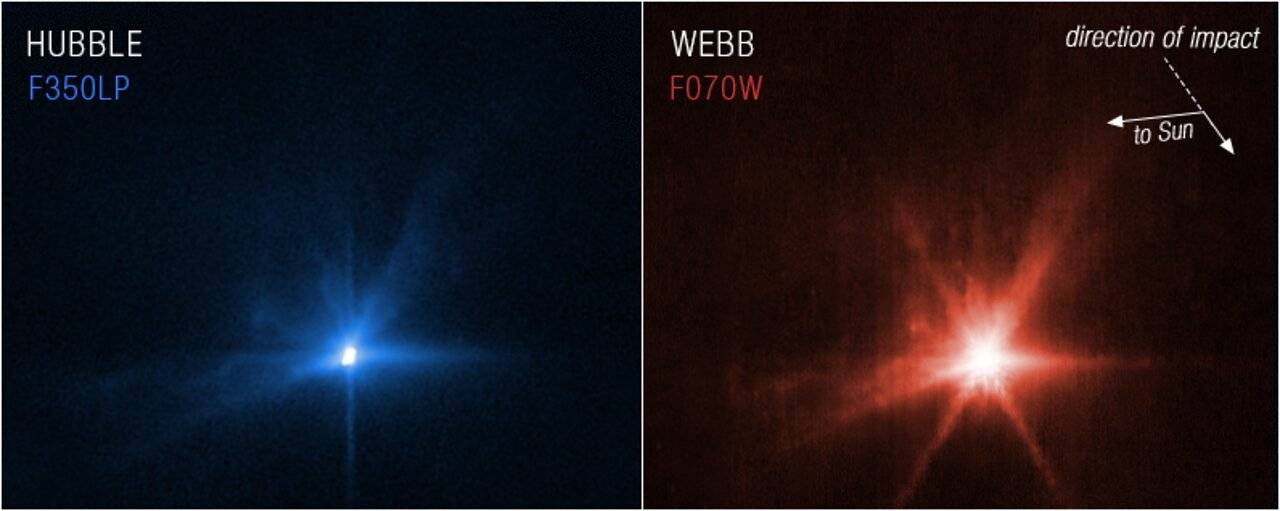 mágenes del choque de la sonda DART captada con el Hubble y el Webb