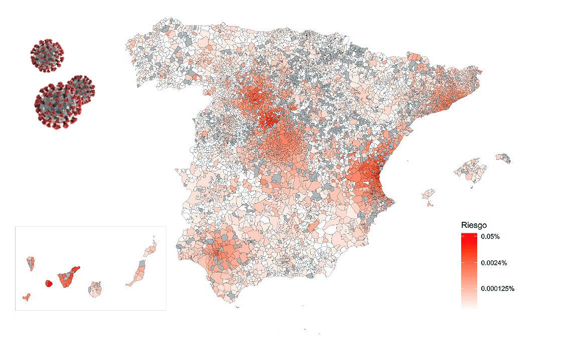 Mapa de riesgo de propagación del coronavirus en España