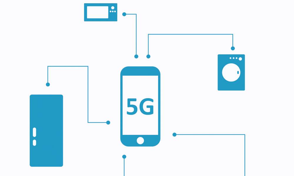 Infografía de teléfono móvil con 5G.