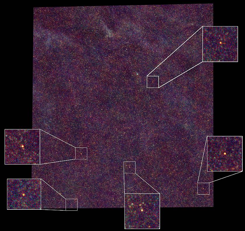Observan cinco galaxias muy lejanas gracias a lentes gravitatorias