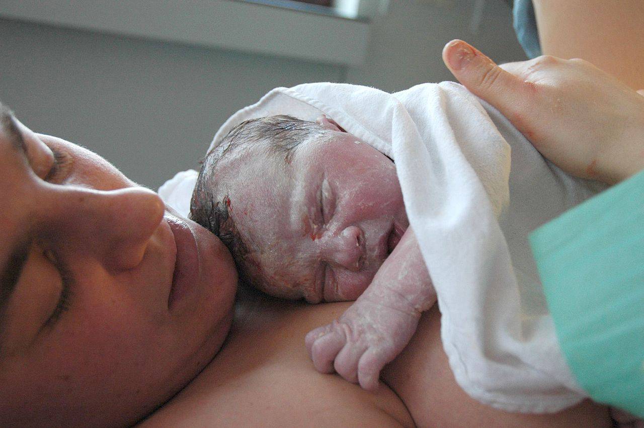 Una madre con su hijo recién nacido (WIKIPEDIA). 