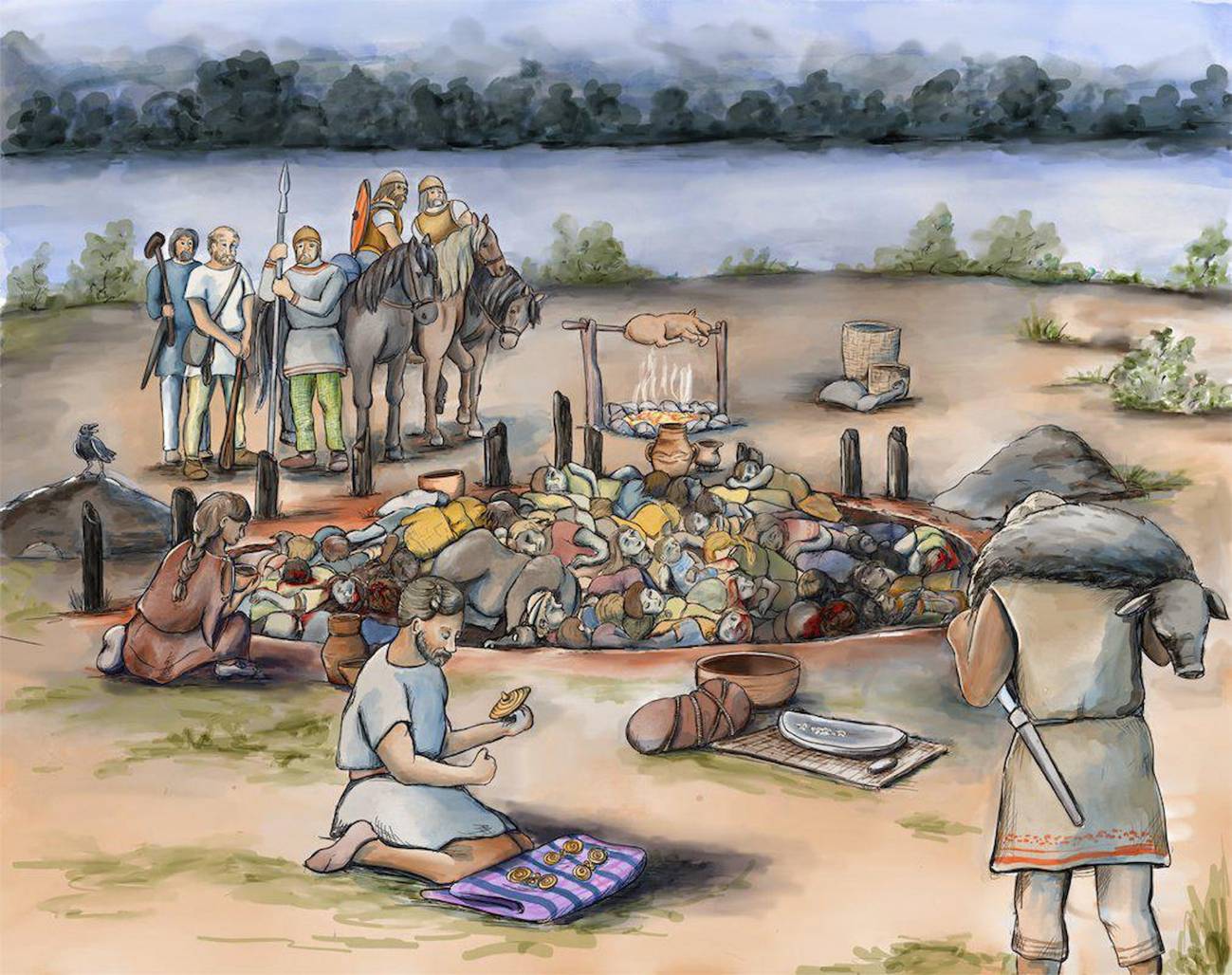 Reconstrucción de la fosa común de Gomolava