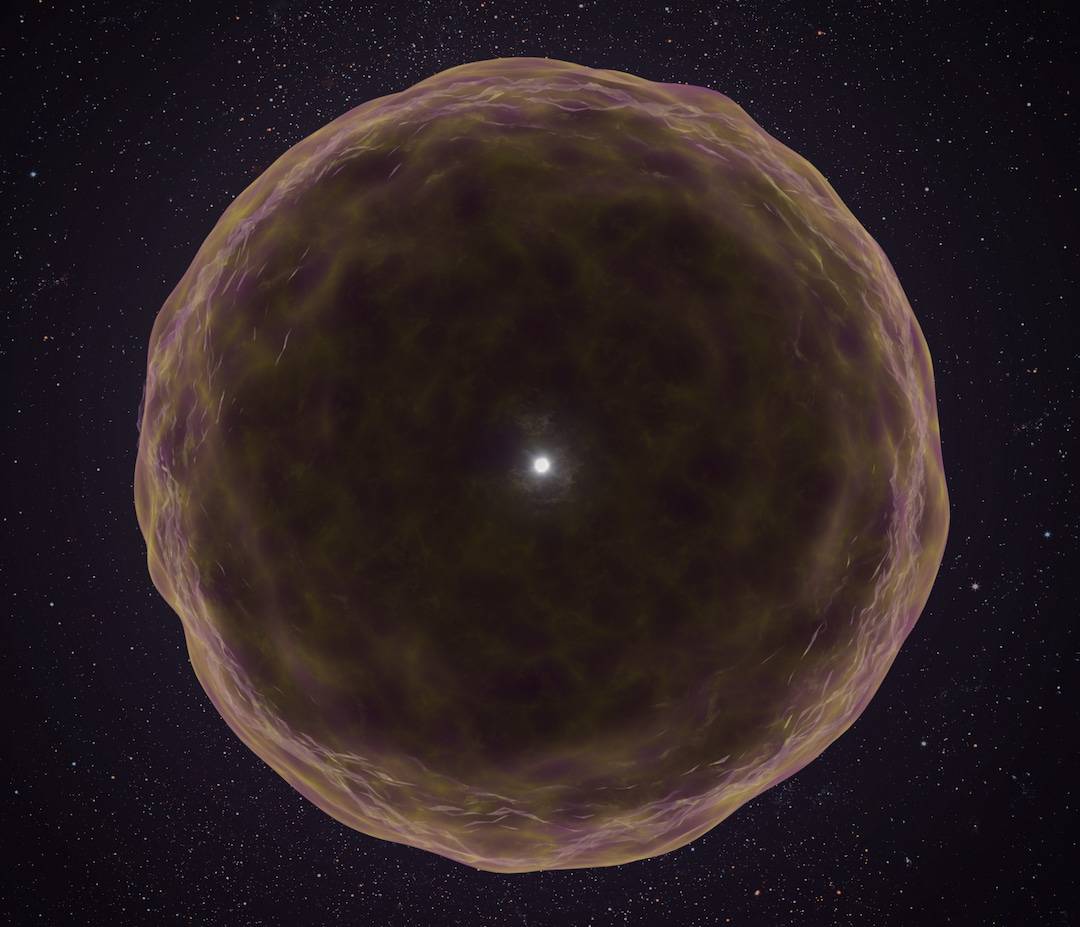 Ilustración artística de la supernova carente de sus capas superficiales