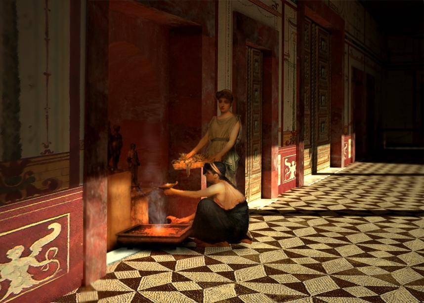 Recreación virtual del Lararium de la Casa de los Pájaro s de Itálica (Sevilla)
