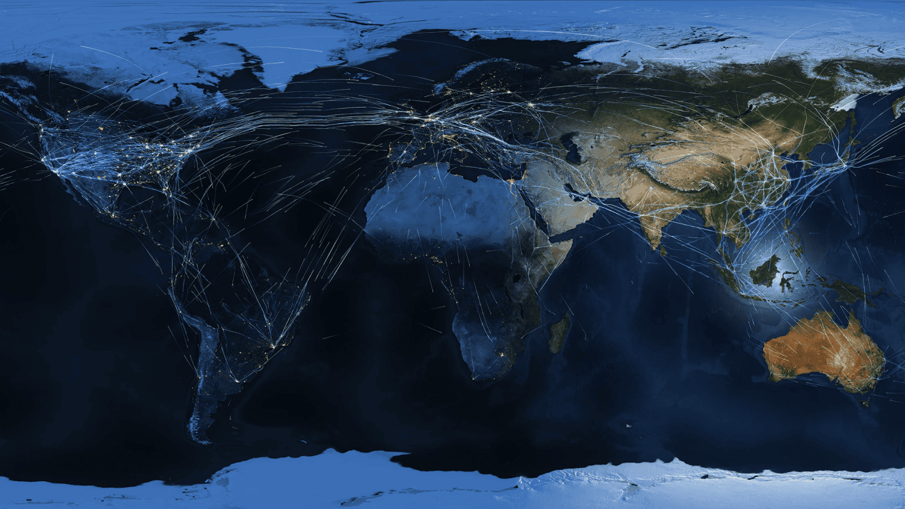 visualización del tráfico aéreo global