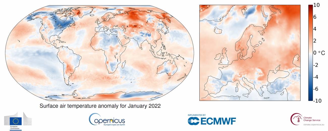 Un enero con anomalías térmicas en Europa 