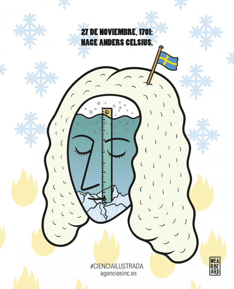 Ilustración Anders Celsius, físico y astrónomo sueco